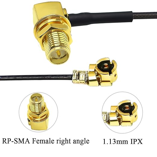 U.FL to RP-SMA Female Right Angle Pigtail Cable 1.13mm Extension Cable 12inch(30cm)