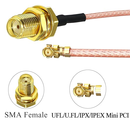 U.FL to SMA Female: Pigtail Jumper Coaxial Cable 12inch (30cm)